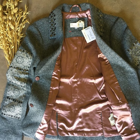 New Odd Molly Uptown Girl Embroidered Gray Blazer Size 1 (Small) LAST ONE! - Picture 5 of 12